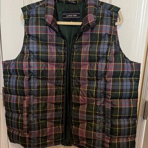 Lands' End Multicolor Plaid Puffer Vest